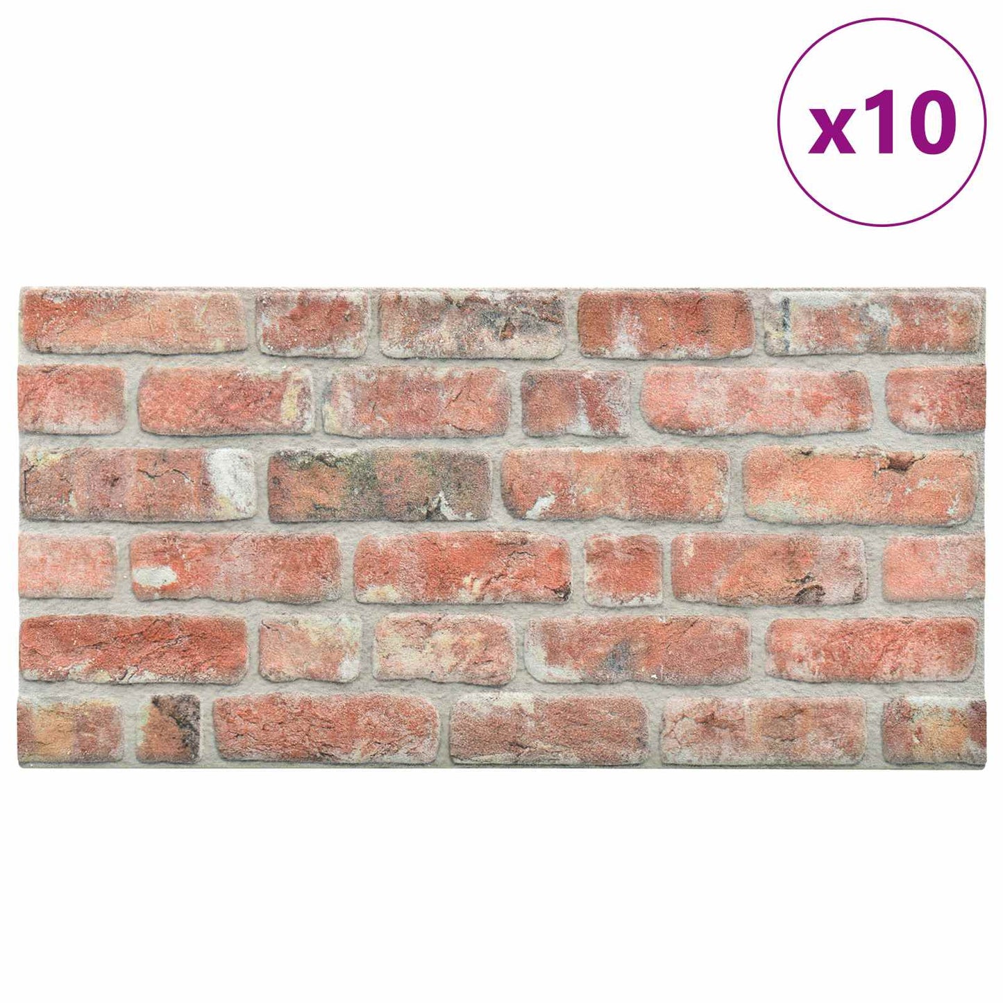 vidaXL Wall Panels 10 pcs Red 100 x 50 cm EPS Foam