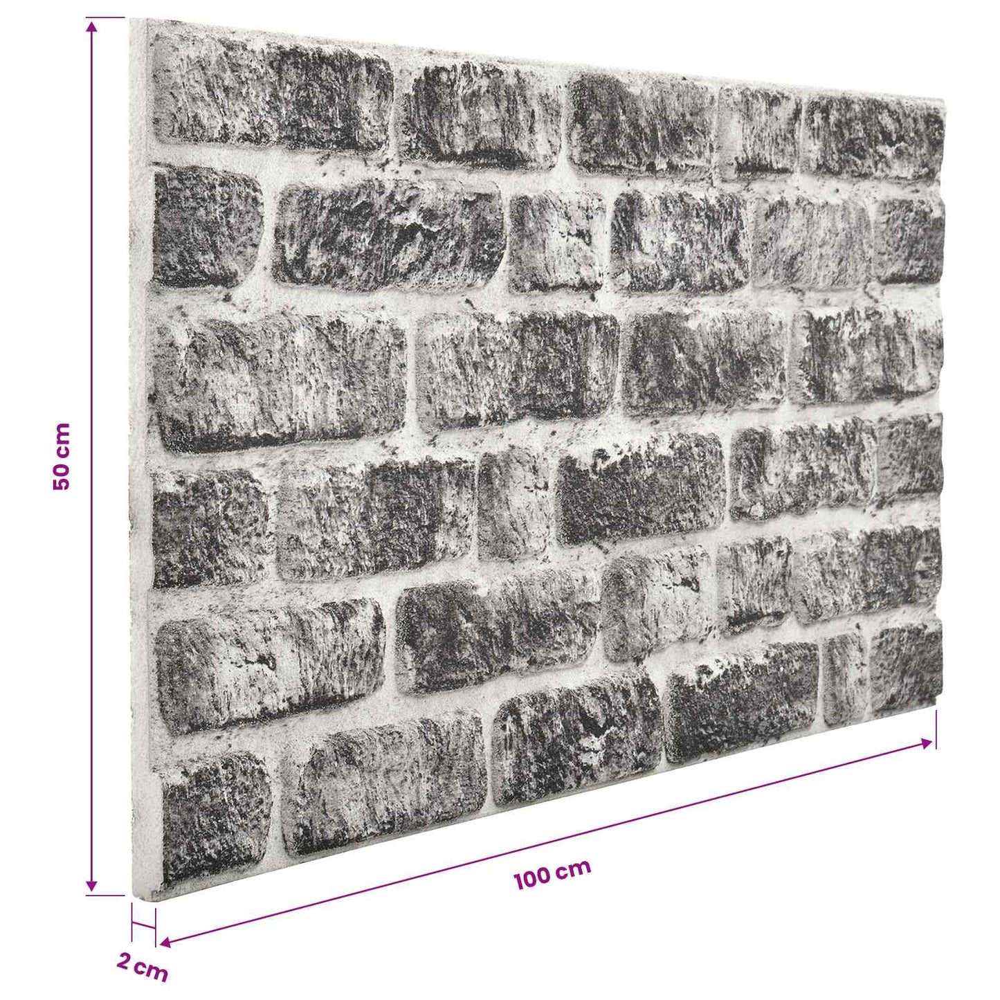 vidaXL Wall Panels 10 pcs Dark Grey and White 100 x 50 cm EPS Foam
