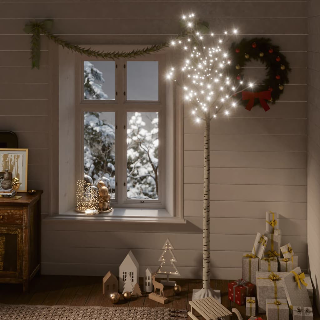 vidaXL Christmas Tree 220 LEDs 2.2 m Cold White Willow Indoor Outdoor