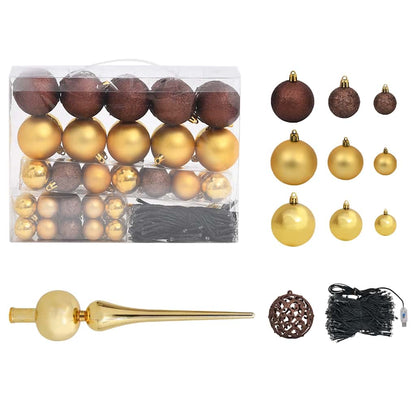 vidaXL Artificial Pre-lit Christmas Tree with Ball Set Black 210 cm PVC