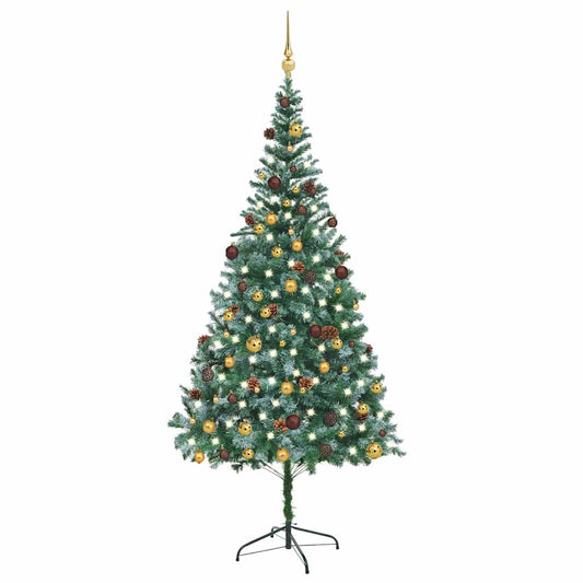 vidaXL Artificial Pre-lit Christmas Tree with Ball Set&Pinecones 210 cm