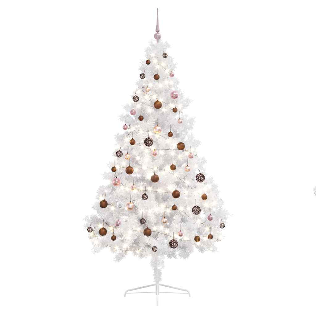 vidaXL Artificial Half Pre-lit Christmas Tree with Ball Set White 180 cm