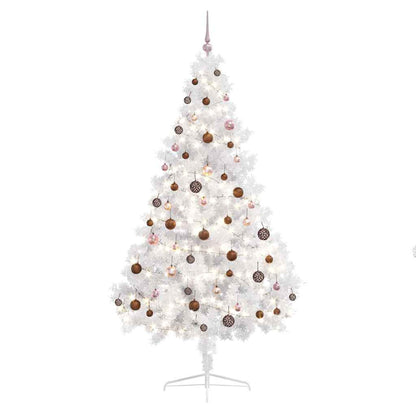 vidaXL Artificial Half Pre-lit Christmas Tree with Ball Set White 180 cm