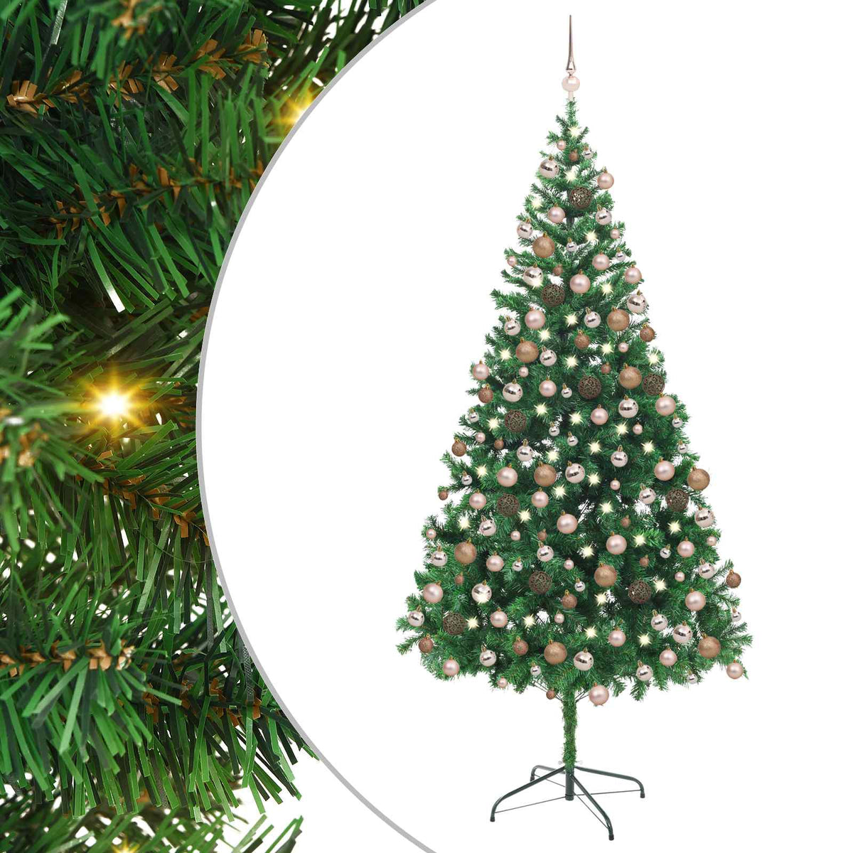 vidaXL Artificial Pre-lit Christmas Tree with Ball Set 210cm 910 Branches