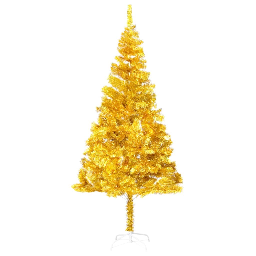 vidaXL Artificial Pre-lit Christmas Tree with Ball Set Gold 180 cm PET