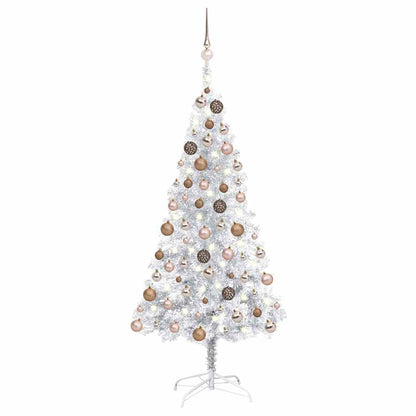 vidaXL Artificial Pre-lit Christmas Tree with Ball Set Silver 120 cm