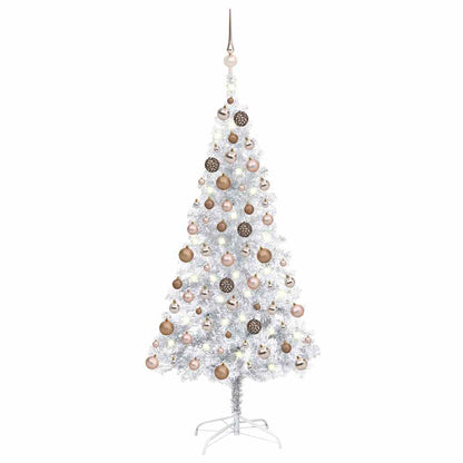 vidaXL Artificial Pre-lit Christmas Tree with Ball Set Silver 150 cm PET