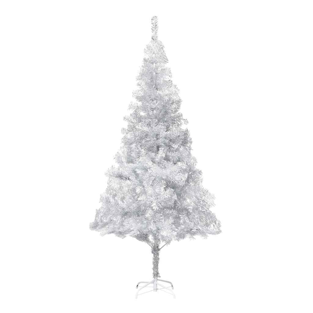 vidaXL Artificial Pre-lit Christmas Tree with Ball Set Silver 180 cm PET