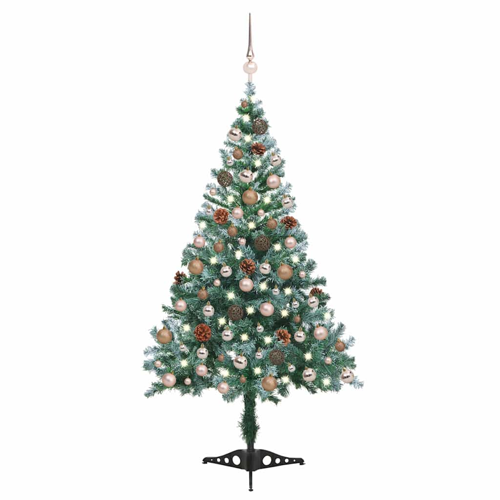 vidaXL Frosted Pre-lit Christmas Tree with Ball Set Pinecones 150 cm