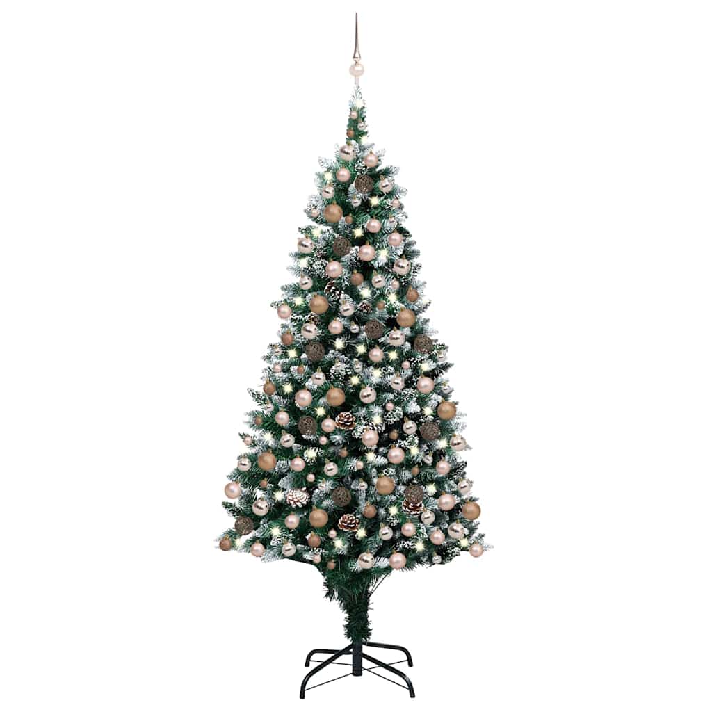 vidaXL Artificial Christmas Tree with LEDs&Ball Set&Pine Cones 210 cm