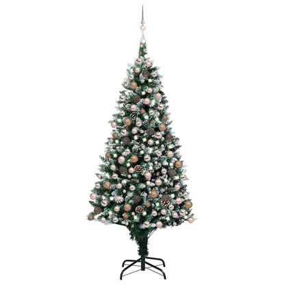 vidaXL Artificial Christmas Tree with LEDs&Ball Set&Pine Cones 210 cm