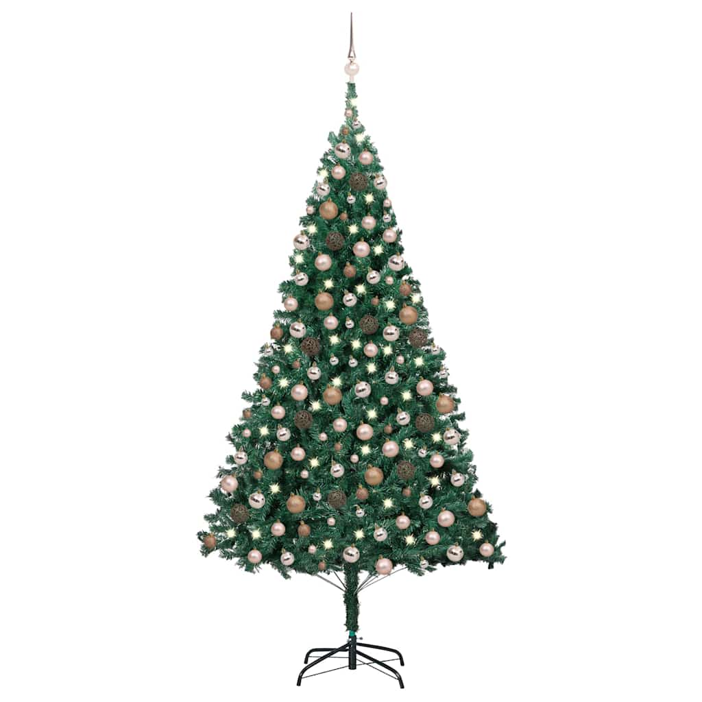 vidaXL Artificial Pre-lit Christmas Tree with Ball Set Green 240 cm