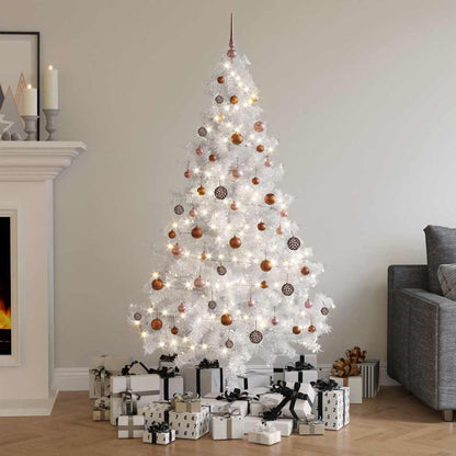 vidaXL Artificial Pre-lit Christmas Tree with Ball Set White 180 cm PVC