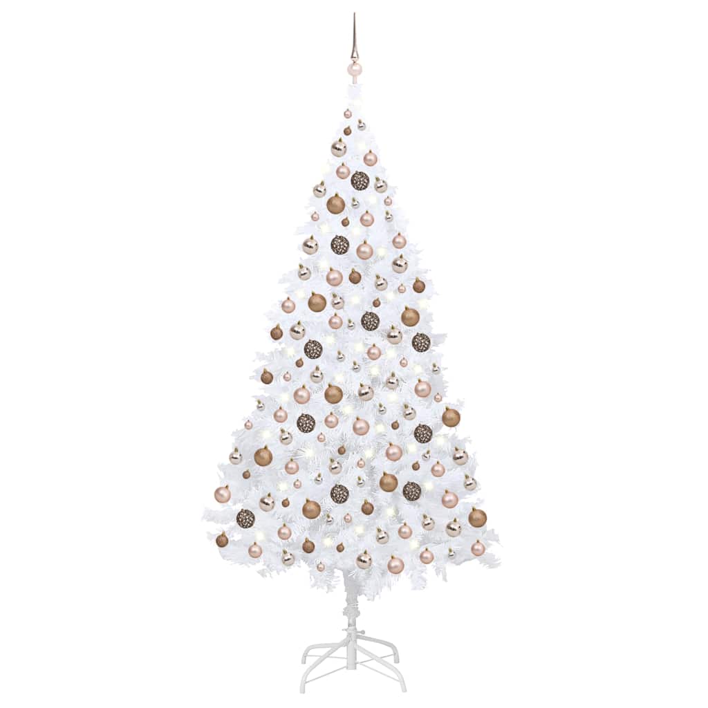 vidaXL Artificial Pre-lit Christmas Tree with Ball Set White 240 cm