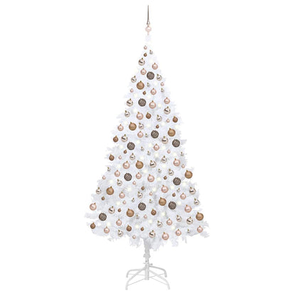 vidaXL Artificial Pre-lit Christmas Tree with Ball Set White 240 cm