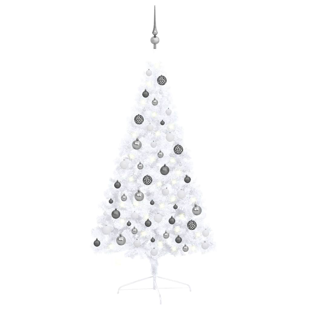 vidaXL Artificial Half Pre-lit Christmas Tree with Ball Set White 120 cm