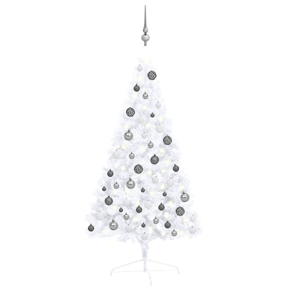 vidaXL Artificial Half Pre-lit Christmas Tree with Ball Set White 120 cm