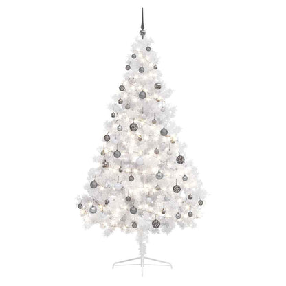 vidaXL Artificial Half Pre-lit Christmas Tree with Ball Set White 180 cm