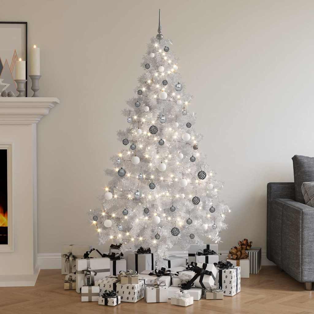 vidaXL Artificial Half Pre-lit Christmas Tree with Ball Set White 180 cm
