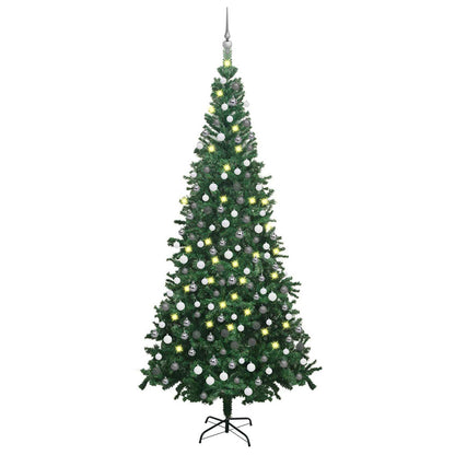 vidaXL Artificial Pre-lit Christmas Tree with Ball Set L 240 cm Green