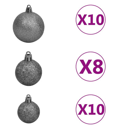 vidaXL Artificial Pre-lit Christmas Tree with Ball Set Pink 210 cm PVC