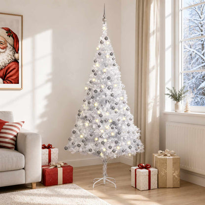 vidaXL Artificial Pre-lit Christmas Tree with Ball Set Silver 210 cm PET