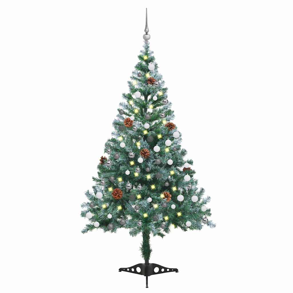 vidaXL Frosted Pre-lit Christmas Tree with Ball Set Pinecones 150 cm