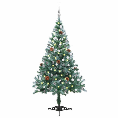 vidaXL Frosted Pre-lit Christmas Tree with Ball Set Pinecones 150 cm