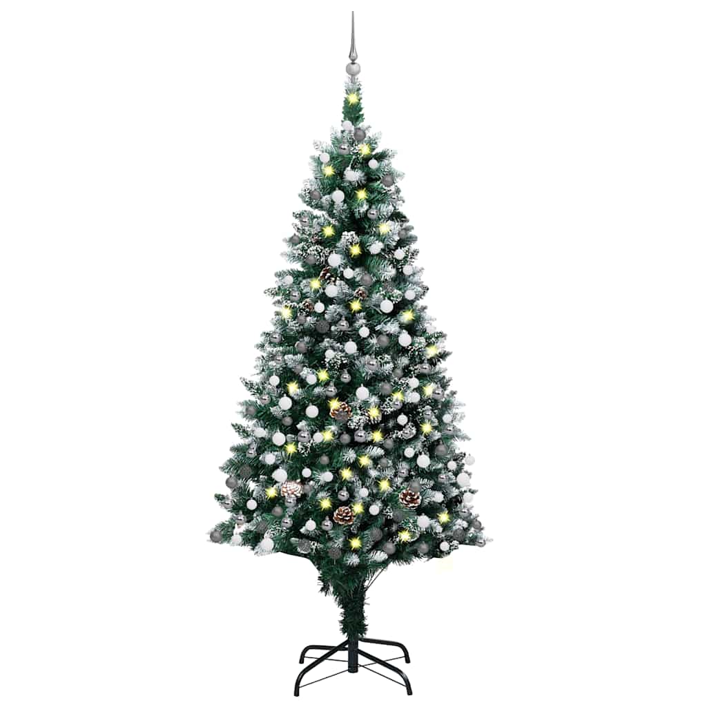 vidaXL Artificial Christmas Tree with LEDs&Ball Set&Pine Cones 210 cm