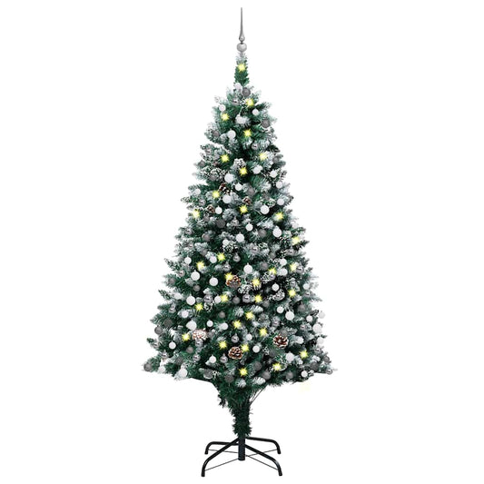 vidaXL Artificial Christmas Tree with LEDs&Ball Set&Pine Cones 210 cm