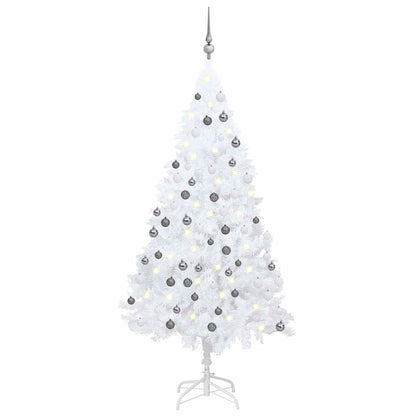 vidaXL Artificial Pre-lit Christmas Tree with Ball Set White 120 cm PVC