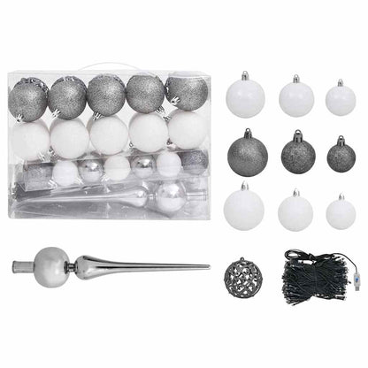 vidaXL Artificial Pre-lit Christmas Tree with Ball Set White 120 cm PVC