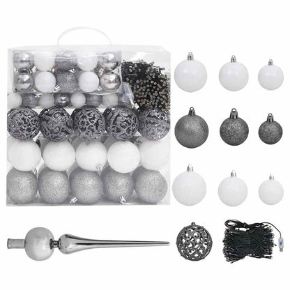 vidaXL Artificial Pre-lit Christmas Tree with Ball Set White 210 cm PVC