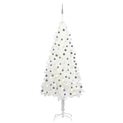 vidaXL Artificial Pre-lit Christmas Tree with Ball Set White 240 cm