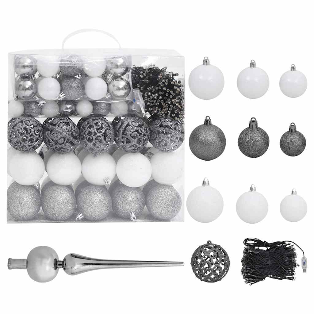 vidaXL Nordmann Fir Artificial Christmas Tree LED&Ball Set Green 210cm
