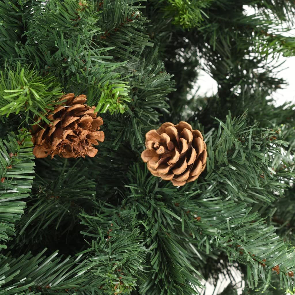 vidaXL Artificial Pre-lit Christmas Tree with Pine Cones Green 180 cm