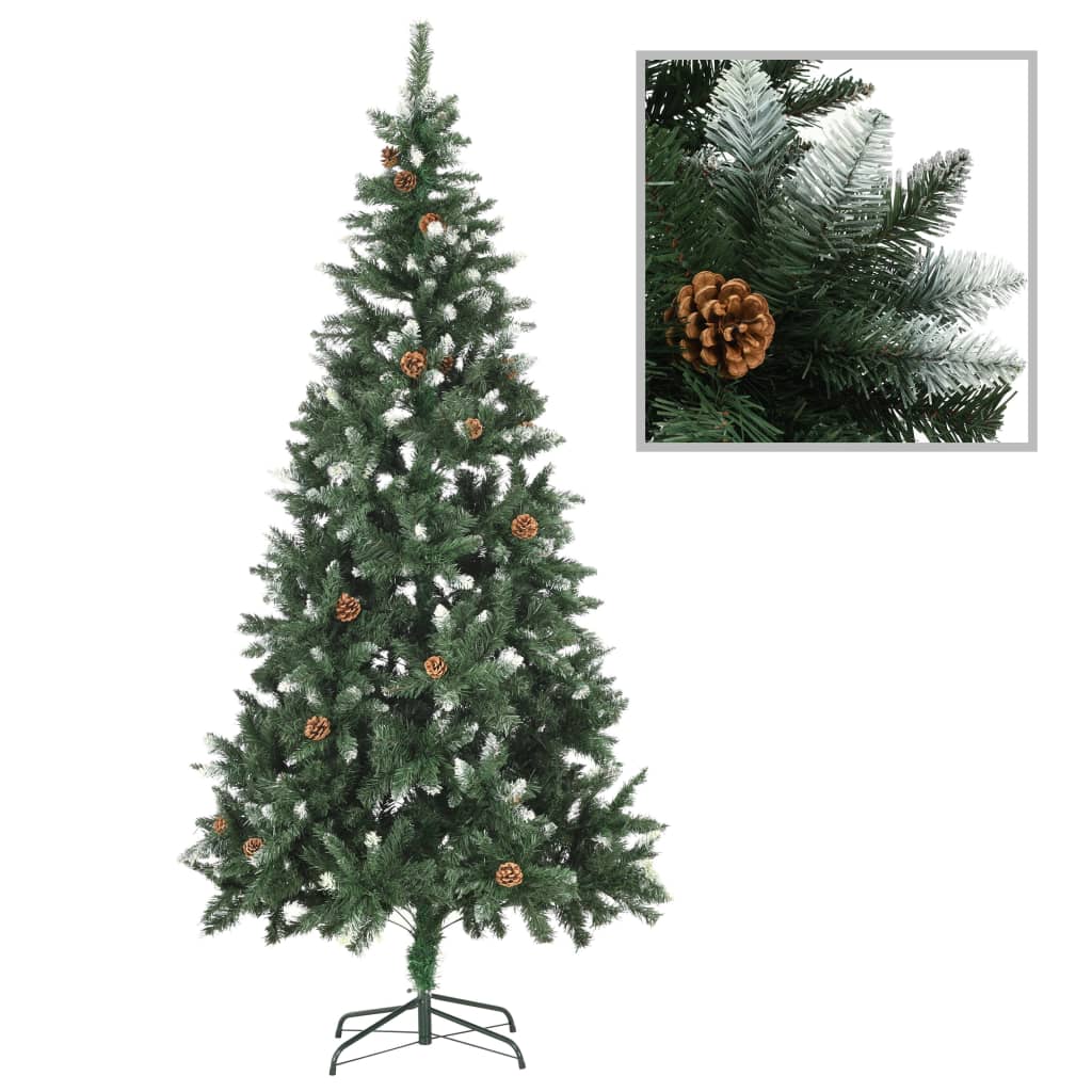 vidaXL Artificial Pre-lit Christmas Tree with Pine Cones 210 cm