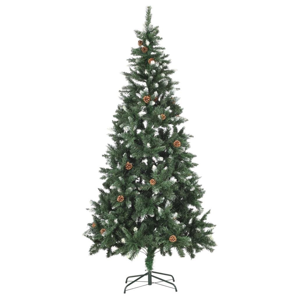 vidaXL Artificial Pre-lit Christmas Tree with Pine Cones 210 cm