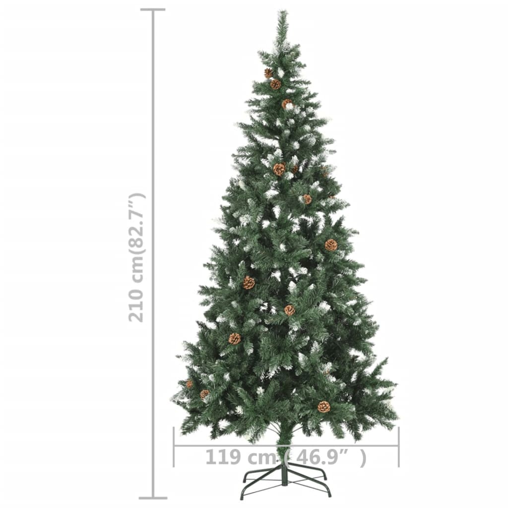 vidaXL Artificial Pre-lit Christmas Tree with Pine Cones 210 cm