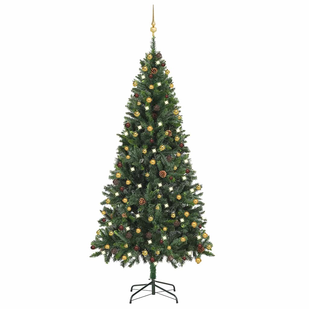 vidaXL Artificial Pre-lit Christmas Tree with Ball Set Green 210 cm