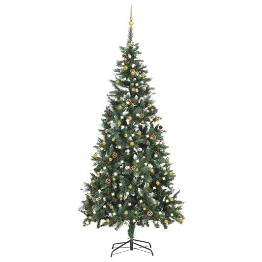 vidaXL Artificial Pre-lit Christmas Tree with Ball Set 210 cm