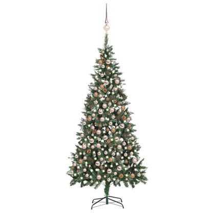 vidaXL Artificial Pre-lit Christmas Tree with Ball Set&Pine Cones 210 cm