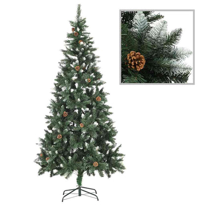 vidaXL Artificial Pre-lit Christmas Tree with Ball Set&Pine Cones 210 cm