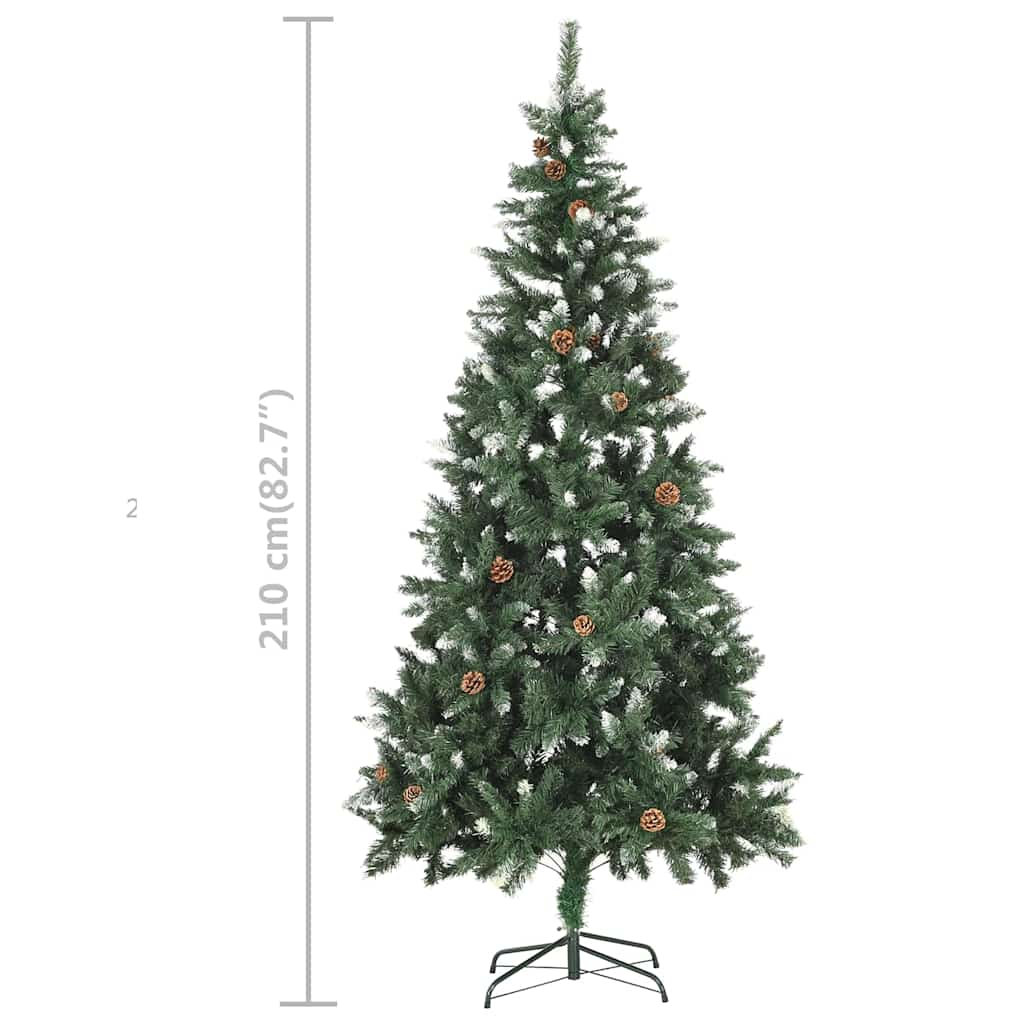 vidaXL Artificial Pre-lit Christmas Tree with Ball Set&Pine Cones 210 cm