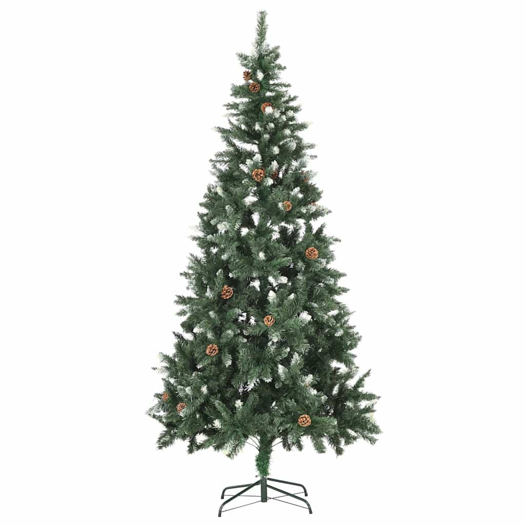 vidaXL Artificial Pre-lit Christmas Tree with Ball Set&Pine Cones 210 cm