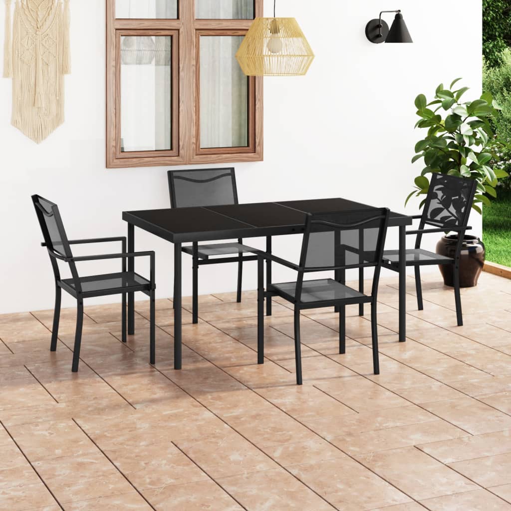 vidaXL Outdoor Dining Set | Black and Anthracite