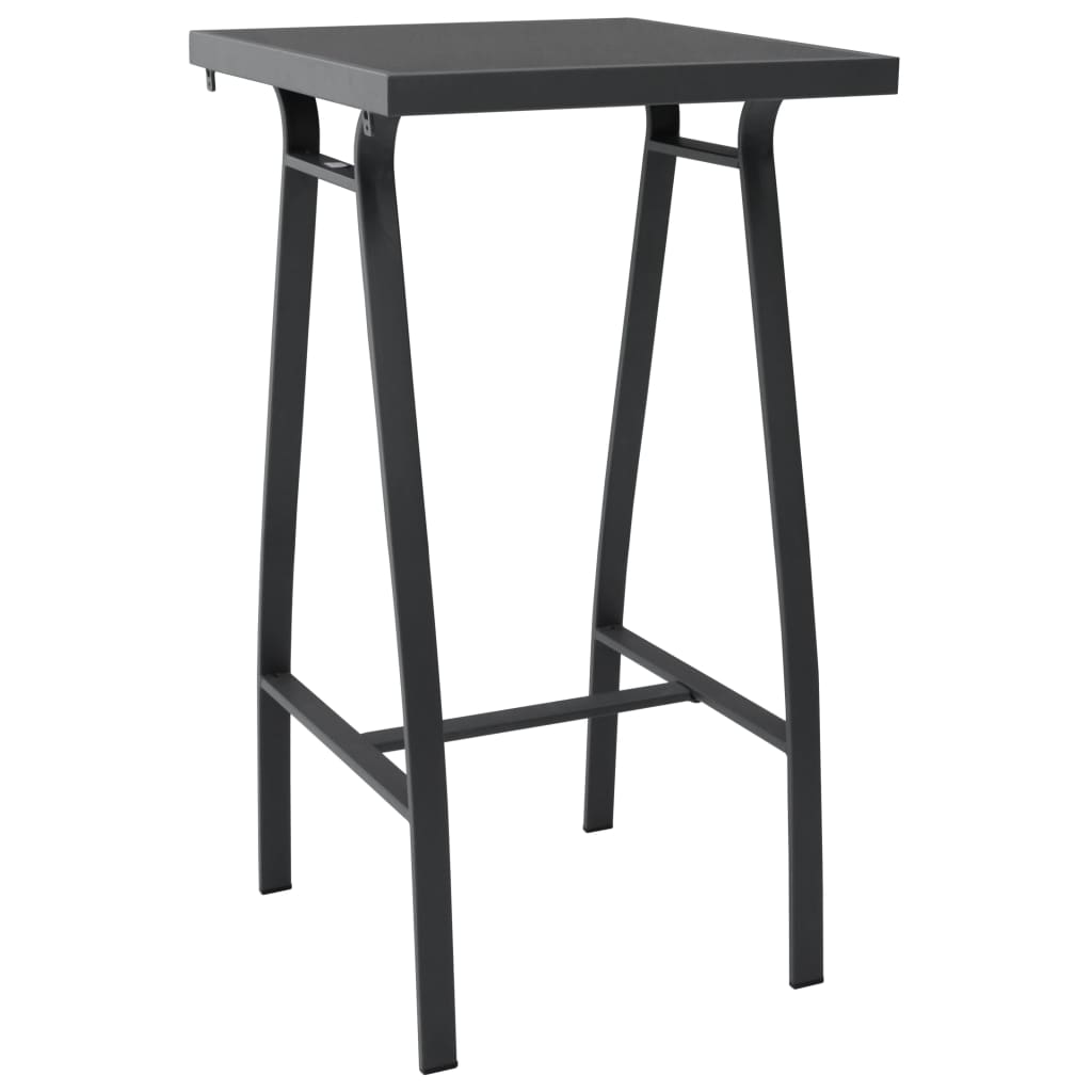 vidaXL Garden Bar Set | Black and dark grey | Tempered glass, steel, textilene