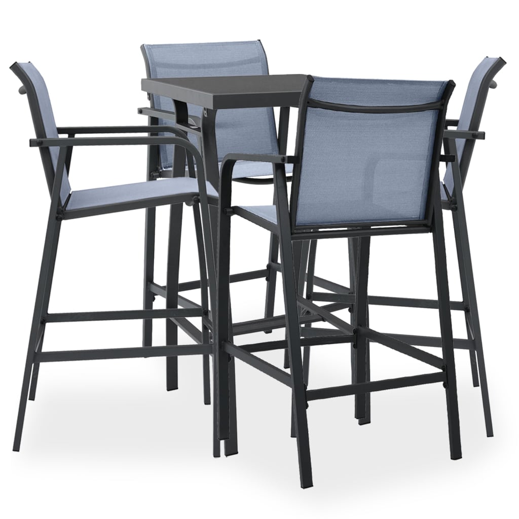 vidaXL Garden Bar Set | Black | Tempered glass | Durable | Garden Bar Set