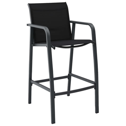vidaXL Garden Bar Set | Black and Dark Grey | Tempered glass, Steel, Textilene