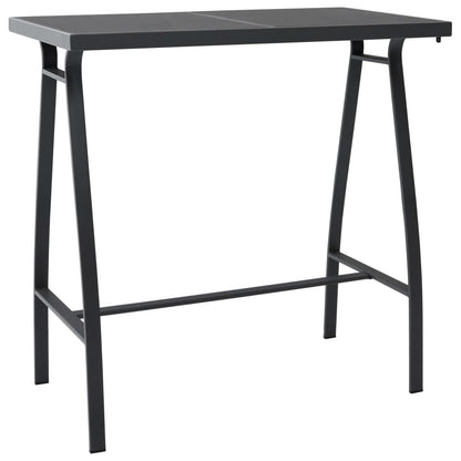 vidaXL Garden Bar Set | Black and Dark Grey | Tempered glass, Steel, Textilene